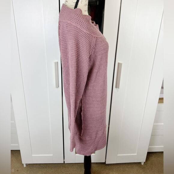 Pink Lily Oversized Long Thermal Knit Off Shoulder Top Size Medium - Picture 5 of 10